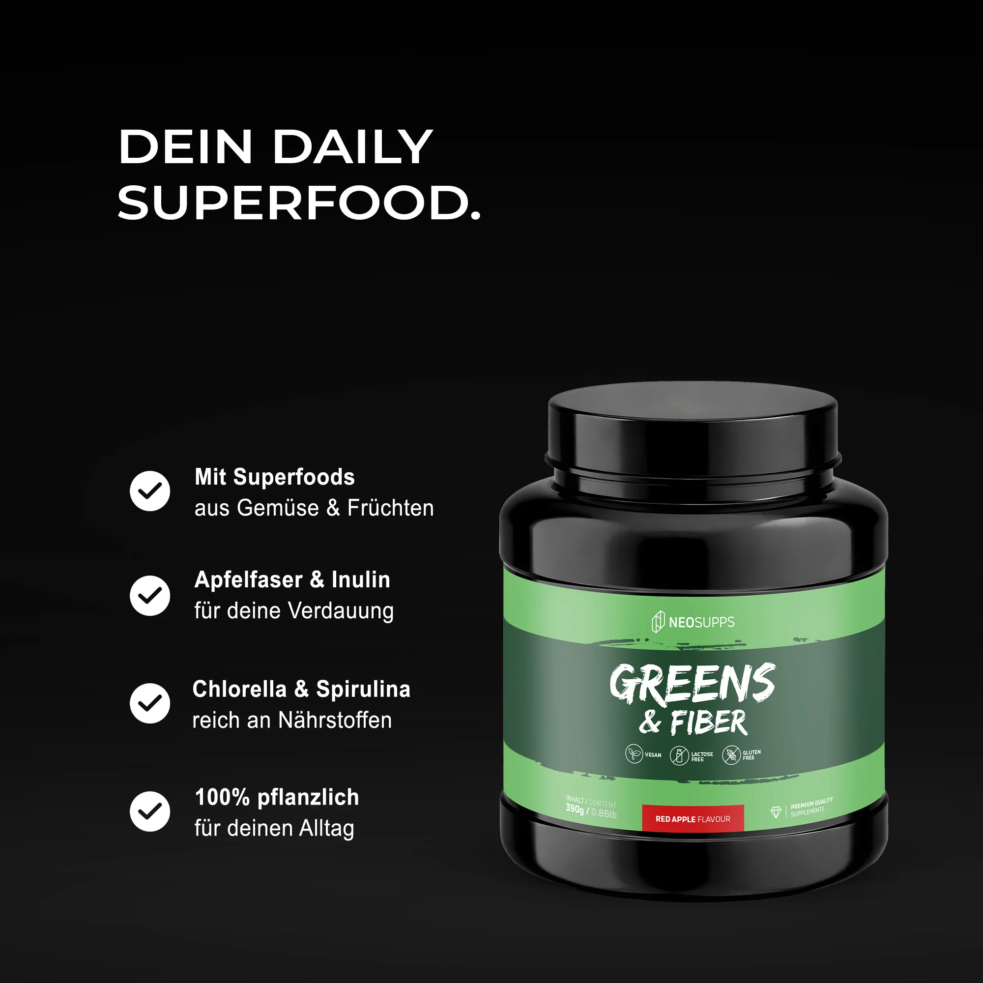 Greens & Fiber - Red Apple, 390g - Image 2