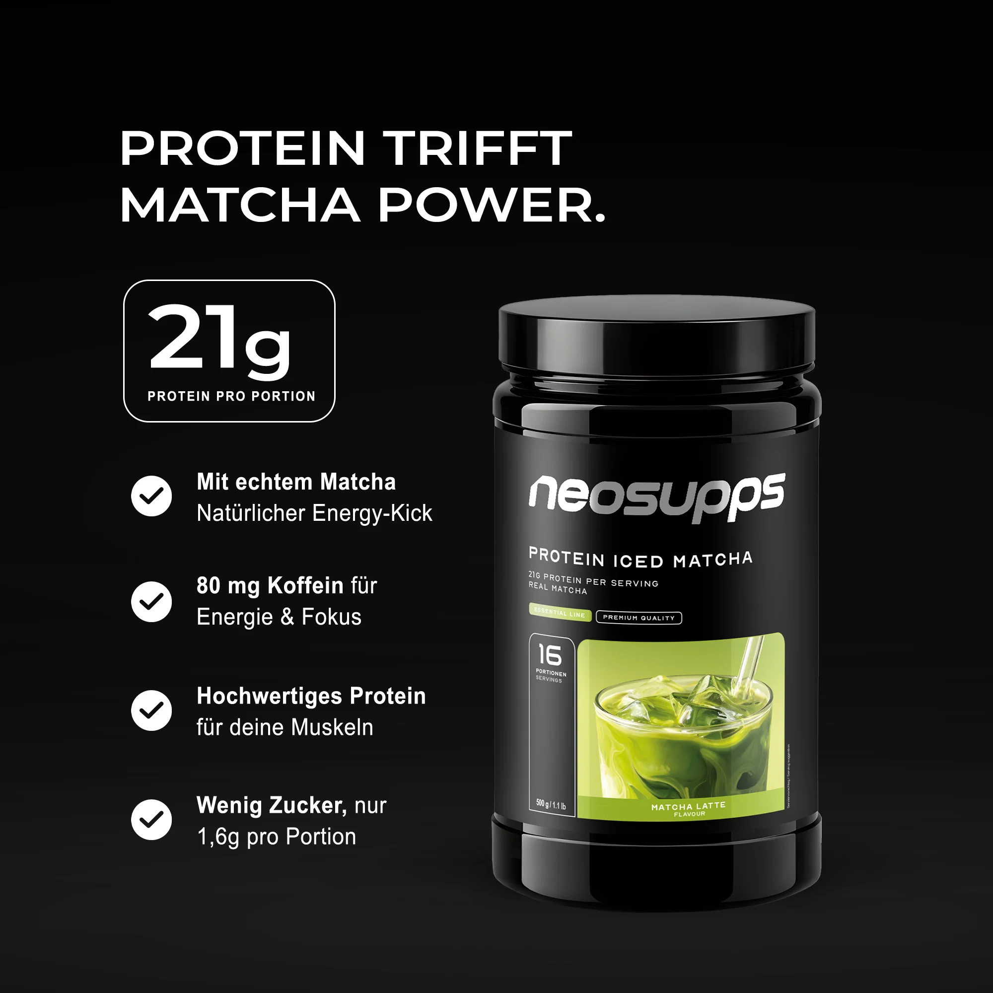 Protein Iced Matcha - Matcha Latte, 500g - Image 4