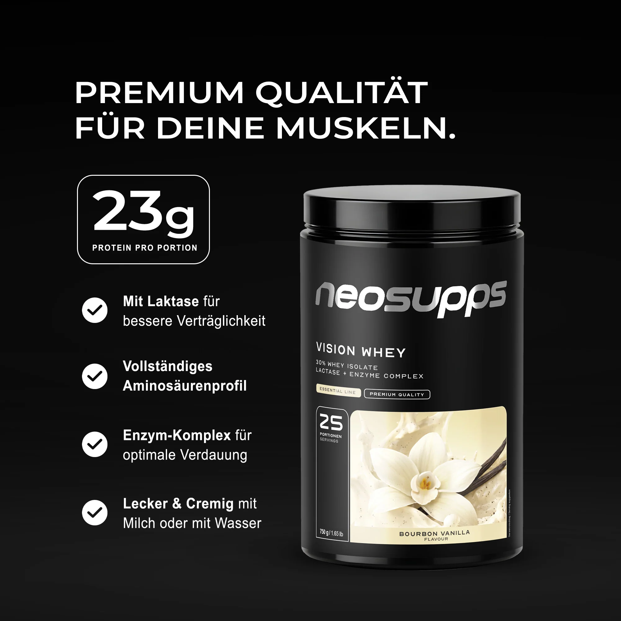 Vision Whey - Bourbon Vanilla, 750g - Image 2