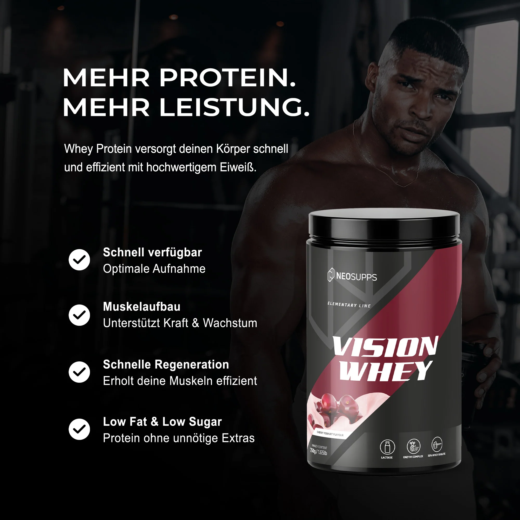 Vision Whey - Cherry Yoghurt, 750g - Image 3