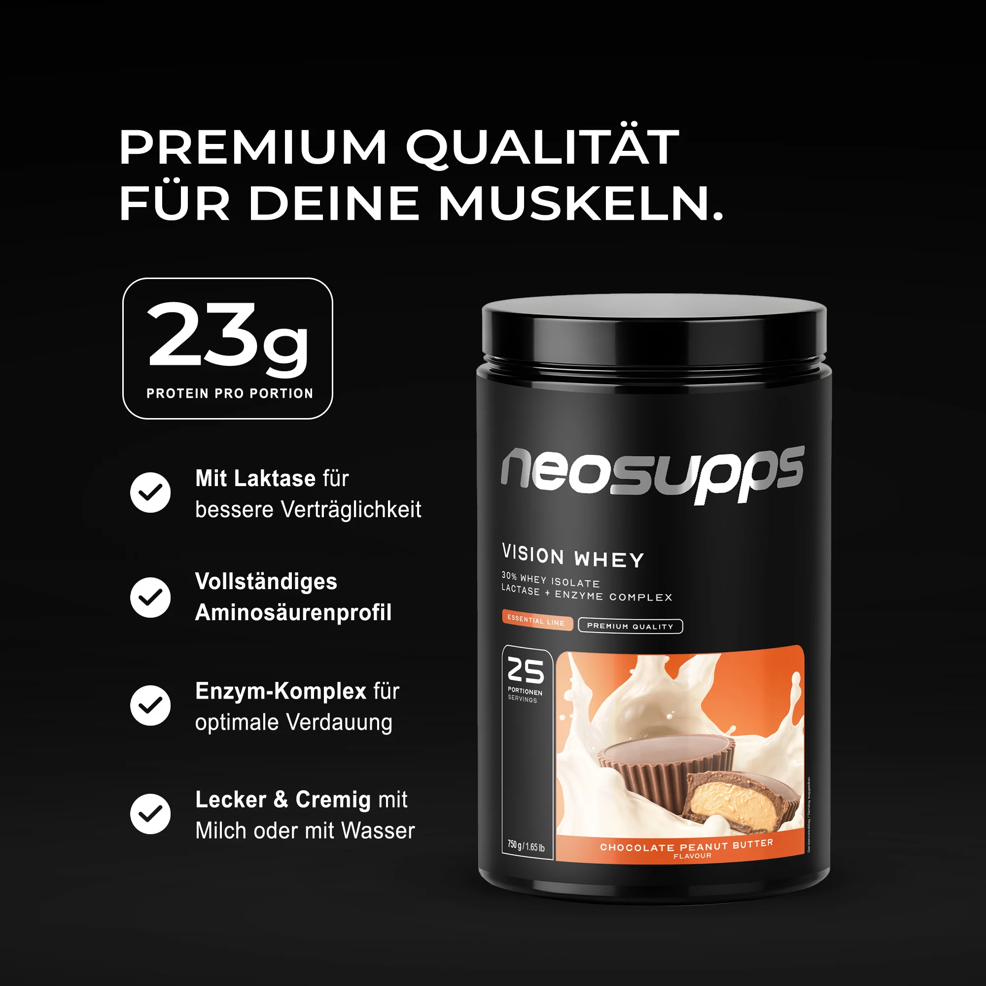 Vision Whey - Chocolate Peanut Butter, 750g - Image 2