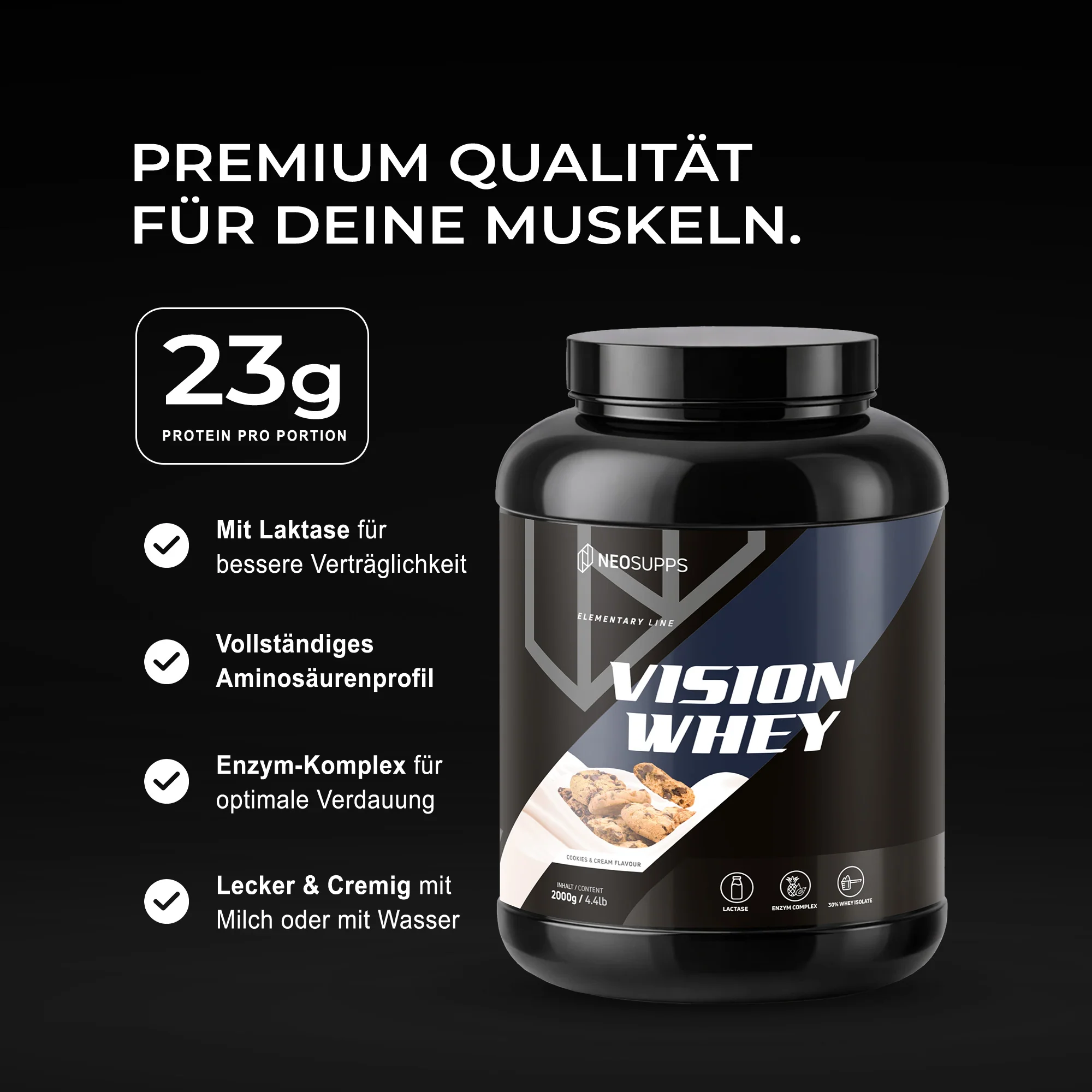 Vision Whey - Cookie Dough, 2000g - Image 2