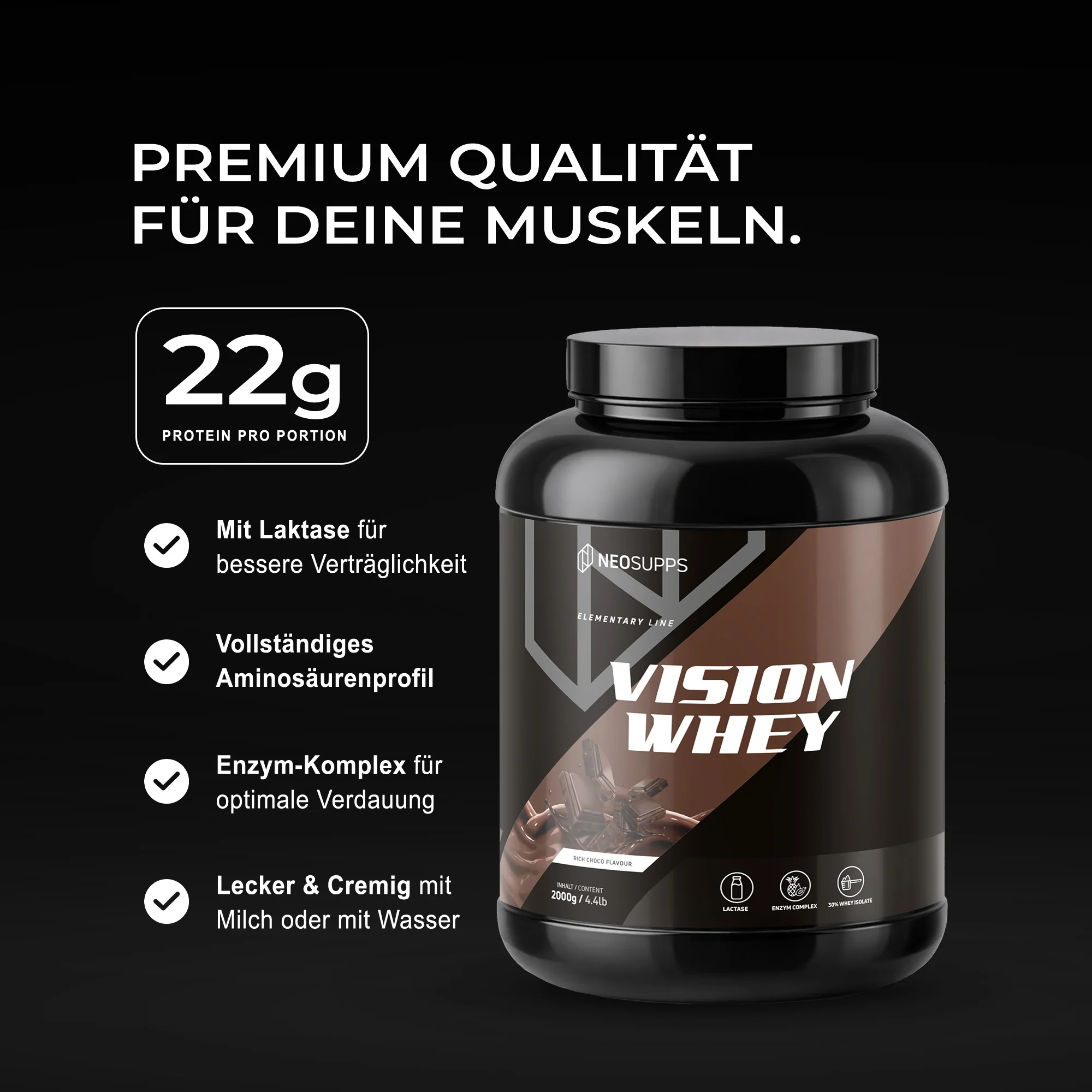 Vision Whey - Rich Choco, 2000g - Image 2