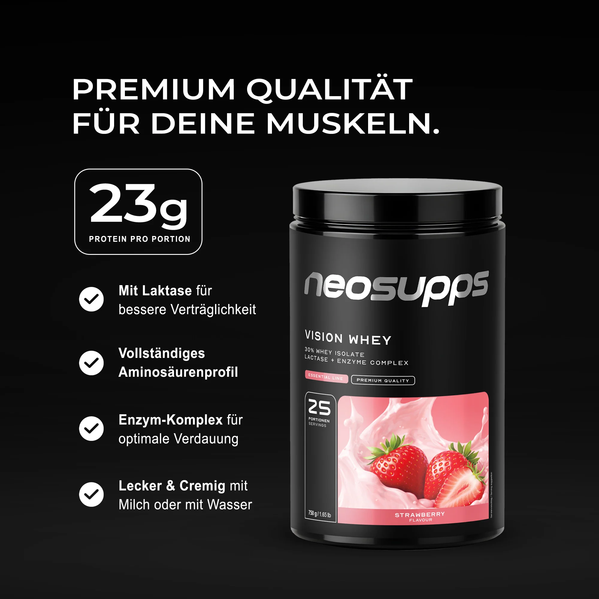 Vision Whey - Strawberry, 750g - Image 2