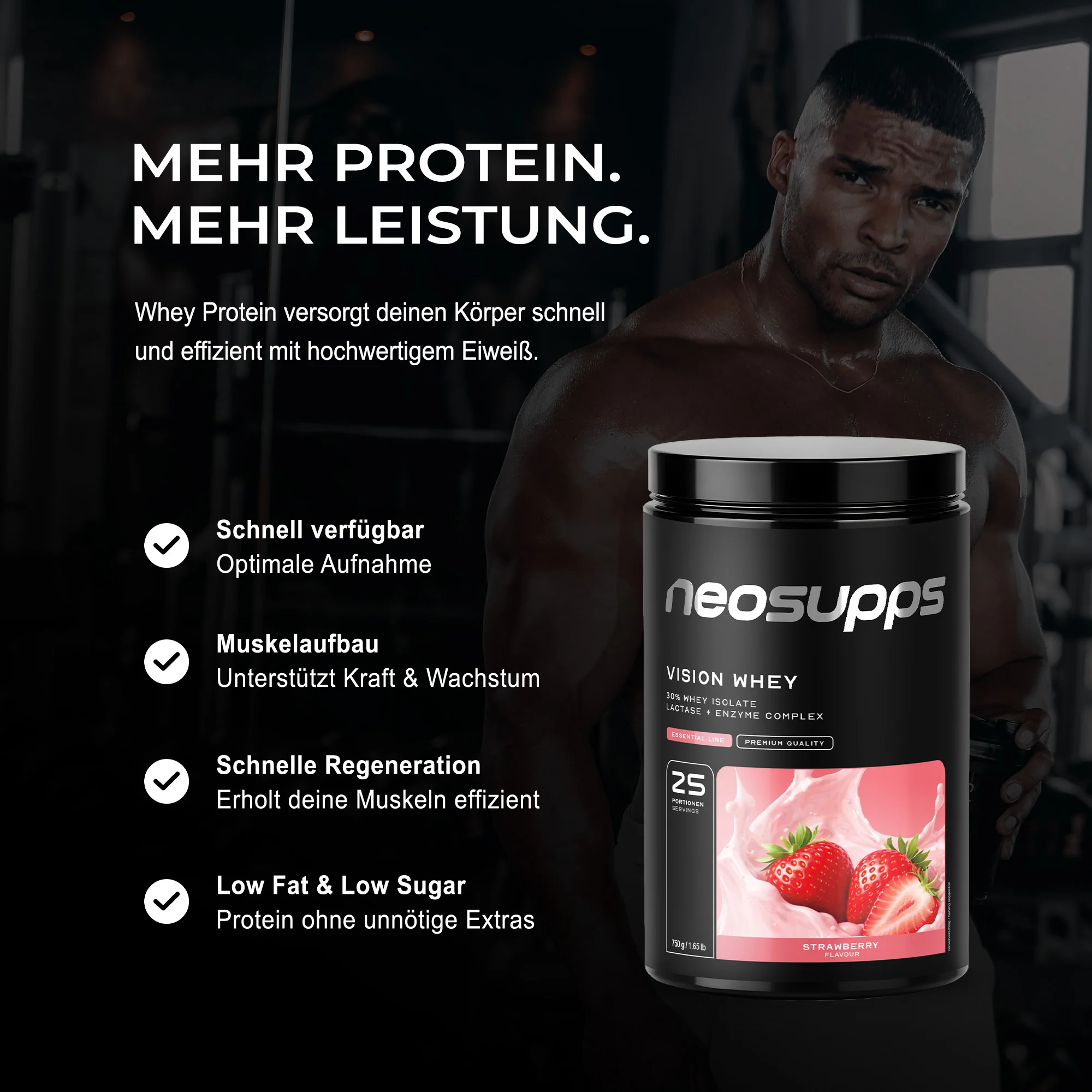 Vision Whey - Strawberry, 750g - Image 3