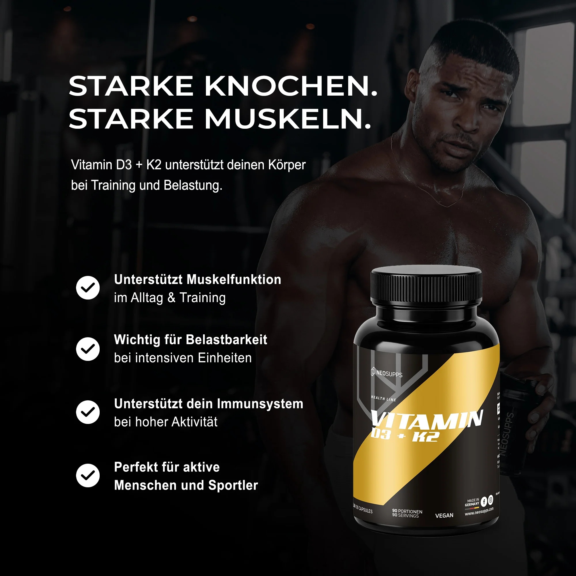 Vitamin D3 + K2 - 90 Kapseln - Image 3